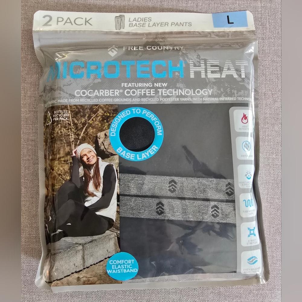 Womens 2 Pack Free Country Microtech Heat Base Layer Pants